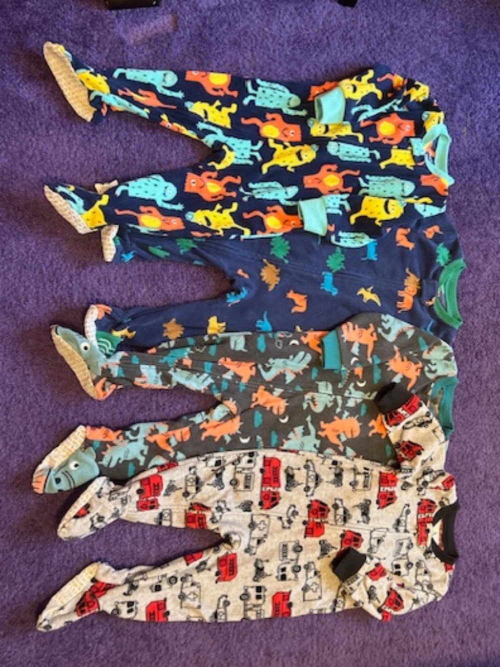 Carter's baby footed fleece pajamas, size 12 months, (x4)